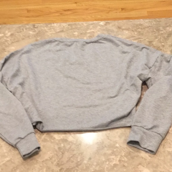Cropped v neck gray crewneck sweatshirt, small. - Picture 3 of 4